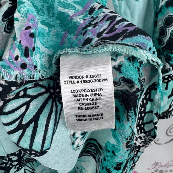 Northern Reflections top blouse long sleeve Teal Black Butterfly Blouse 🦋 - Picture 6 of 7